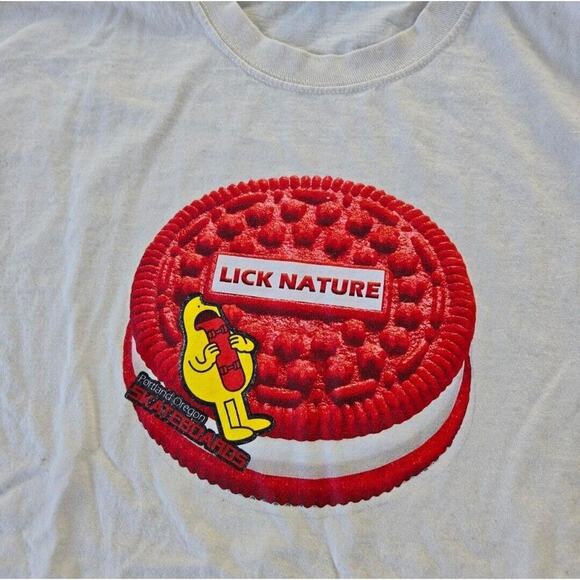 Vtg Y2k Lick Nature Cookie Graphic Portland Local Skate T Shirt Size XL - Picture 2 of 4